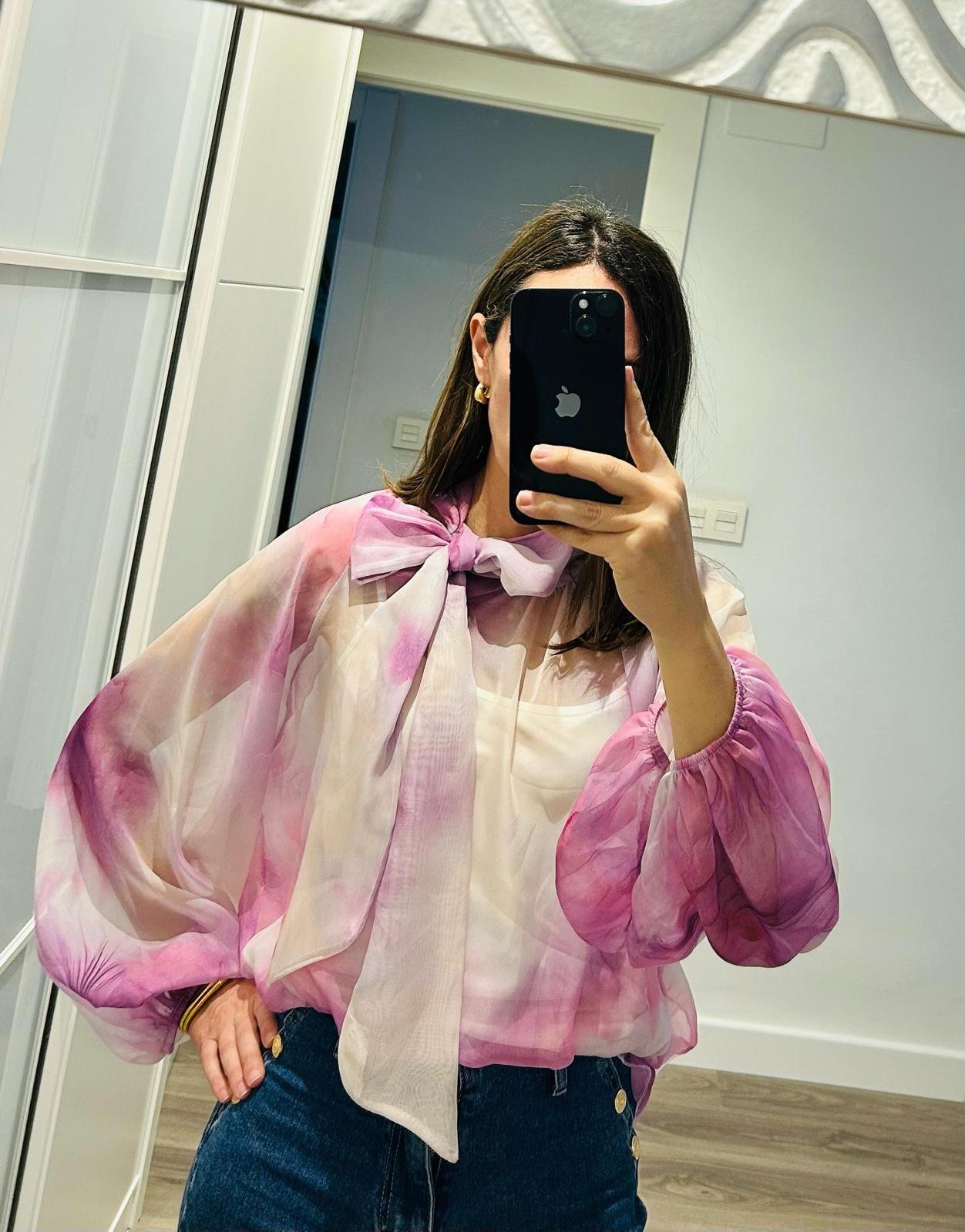 Blusa transparente estampada